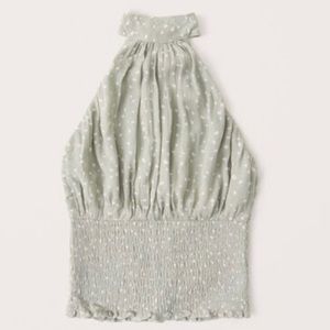 Sage green Abercrombie polka dot halter top
